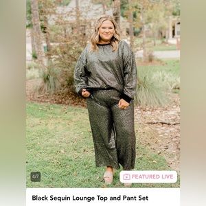 Never worn Fly Boutique Black Sequin Lounge Top and Pant set. Size 3x